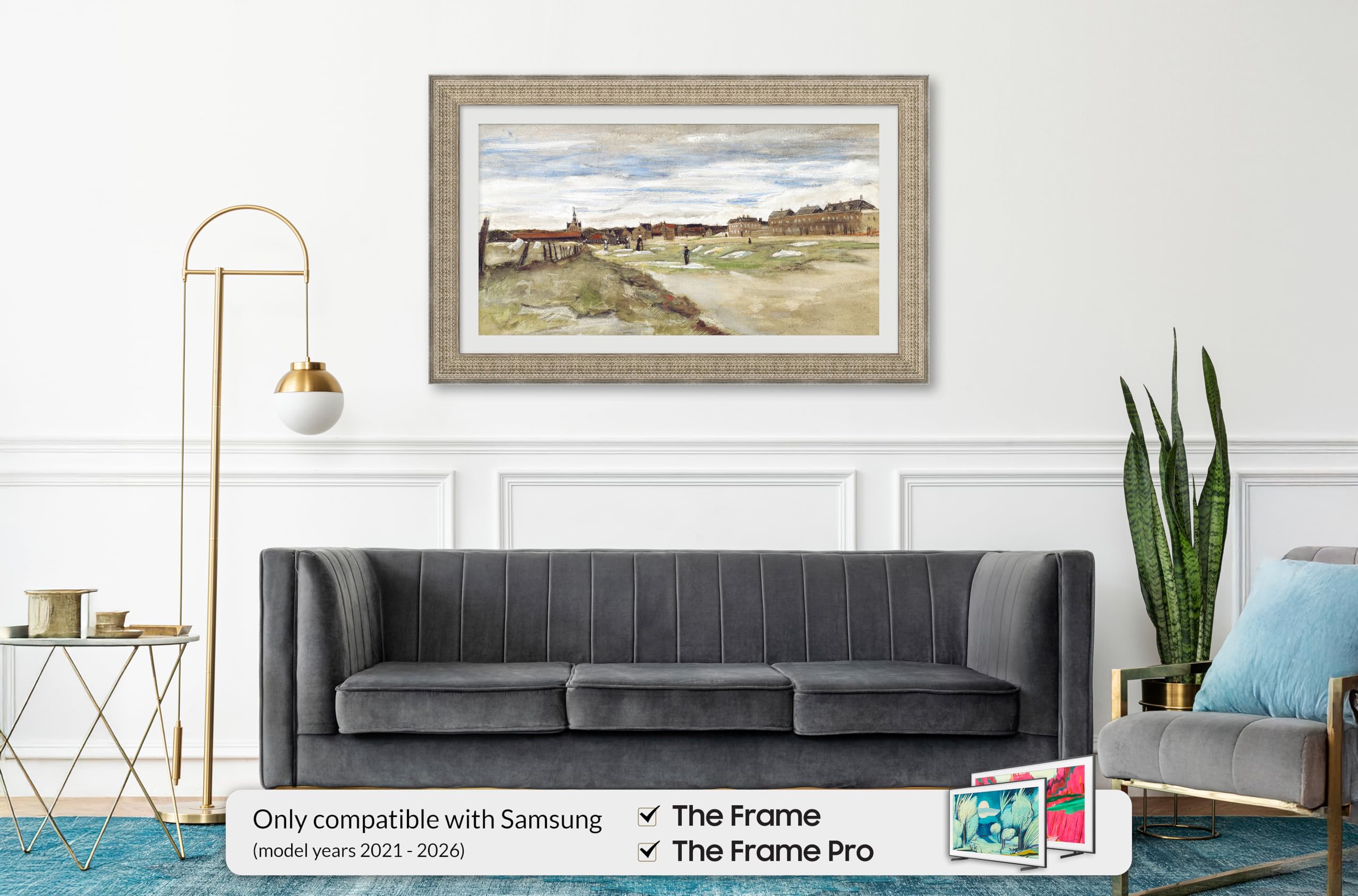 Deco TV Frames - Gatsby Silver Smart Frame Compatible ONLY with